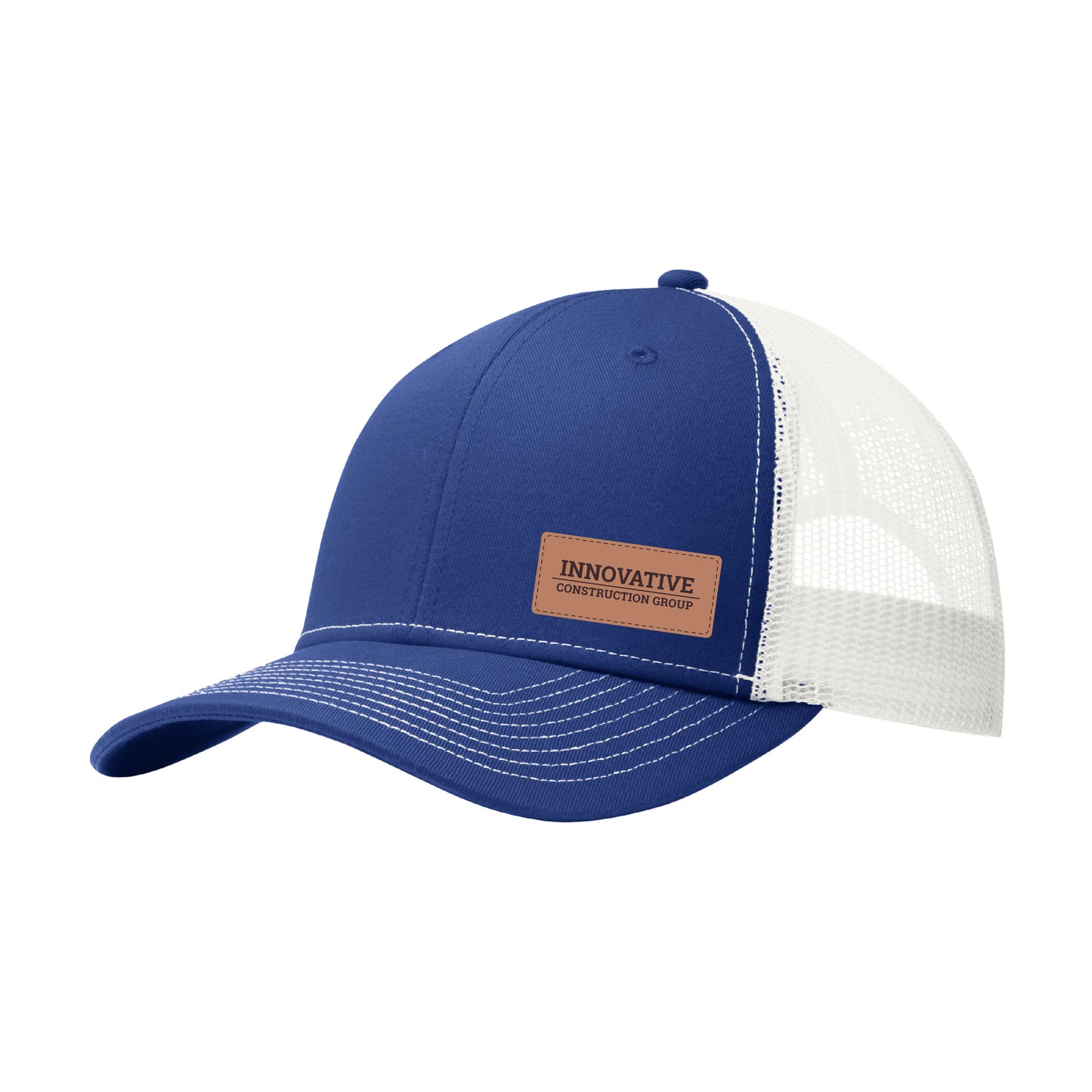 Port Authority® Snapback Trucker Cap - Leather Patch Design