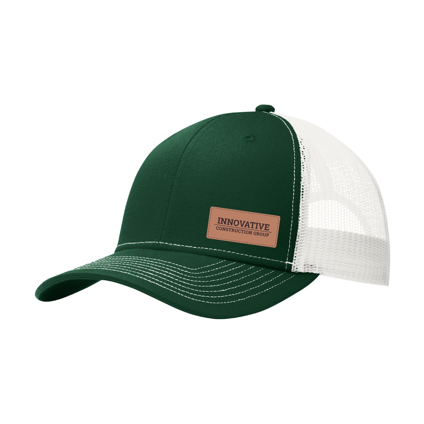 Port Authority® Snapback Trucker Cap - Leather Patch Design