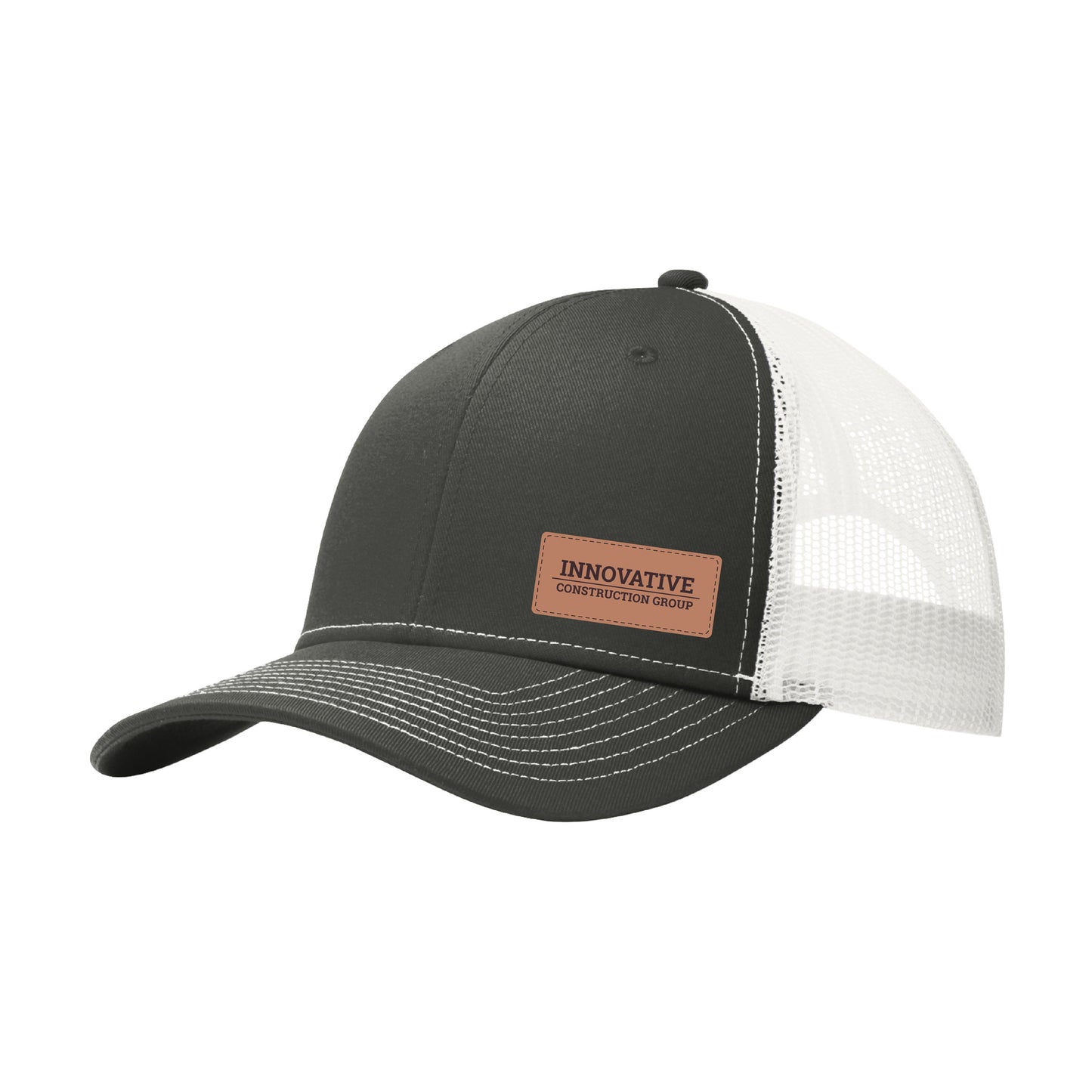 Port Authority® Snapback Trucker Cap - Leather Patch Design