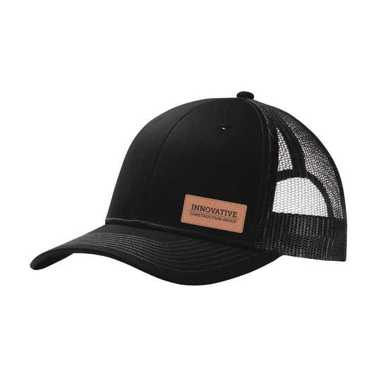 Port Authority® Snapback Trucker Cap - Leather Patch Design