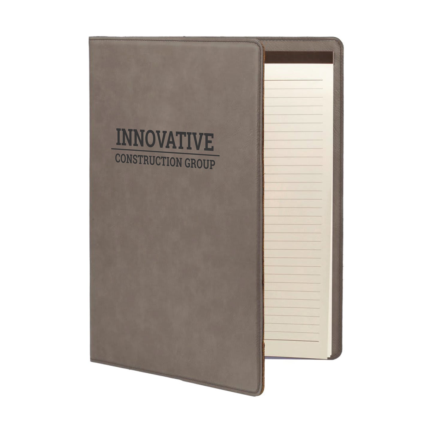 Innovative Construction Group - 7" x 9" Gray Laserable Leatherette Small Portfolio with Notepad