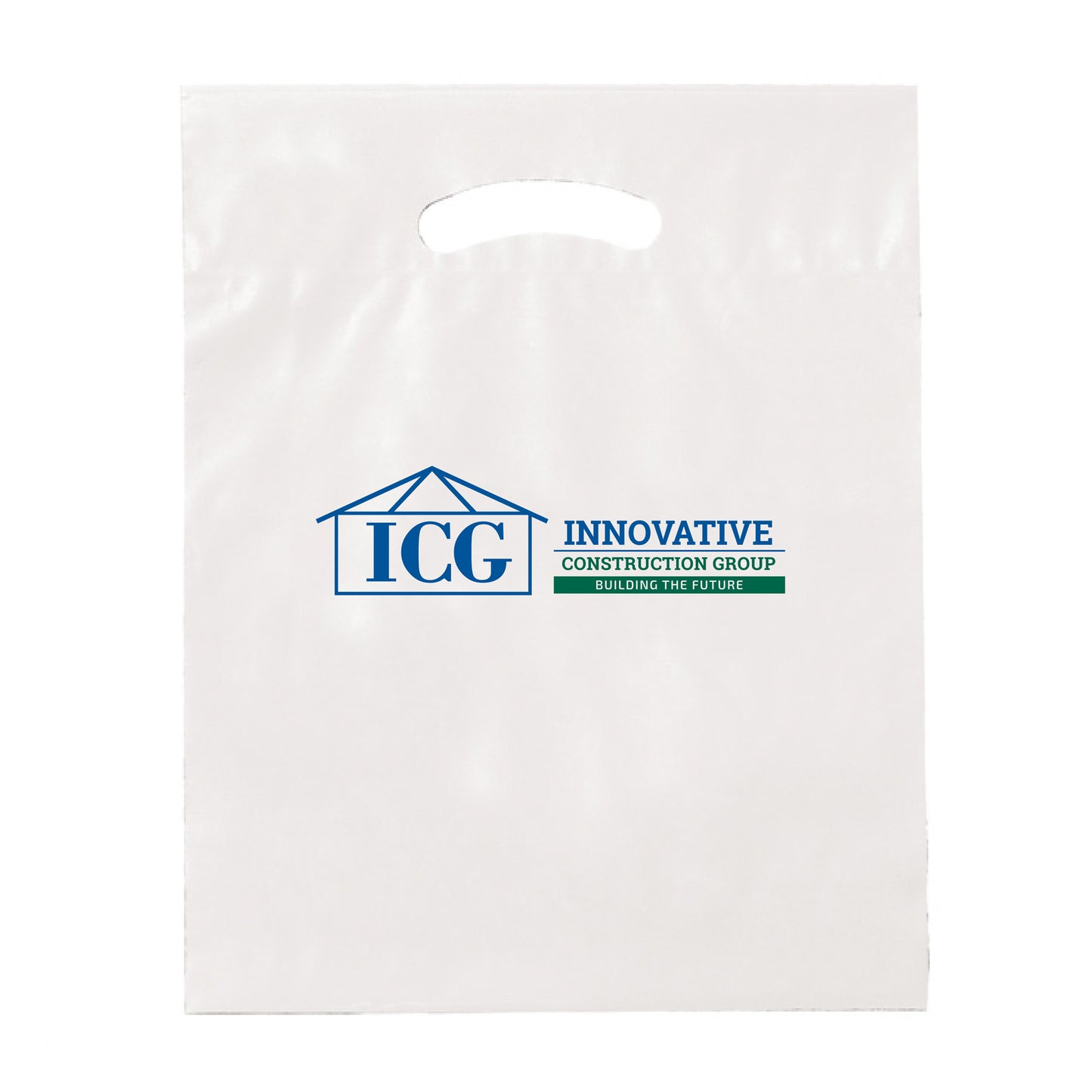 Die Cut Fold-Over Reinforced White Plastic Bag (min. order 250 pcs.)