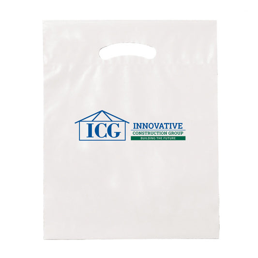 Die Cut Fold-Over Reinforced White Plastic Bag (min. order 250 pcs.)