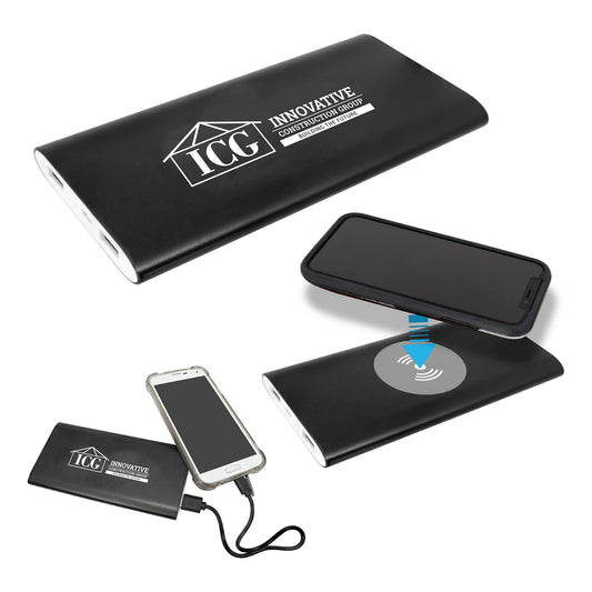 Innovative Construction Group - 8000MAH Power Bank & Wireless Charger w/USB Power Cord